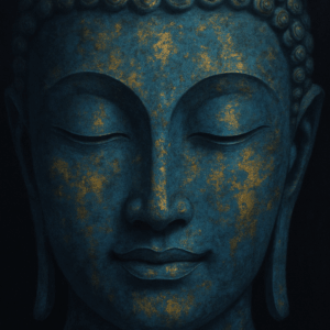 Buddha Face Thai Art - Handcrafted Acrylic & Gold Leaf Canvas