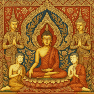 Hand-Painted Buddha Art Painting – 80x80 cm Thai Acrylic Canvas Wall Art